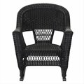 Jeco W00207R-D-2-RCES018 3 Piece Black Rocker Wicker Chair Set With Red Cushion W00207R-D_2-RCES018